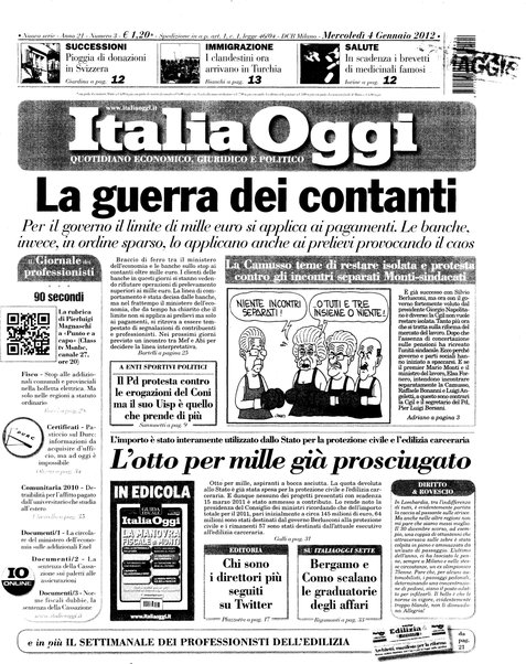 Italia oggi : quotidiano di economia finanza e politica